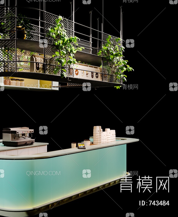 咖啡厅吧台3D模型下载【ID:743484】