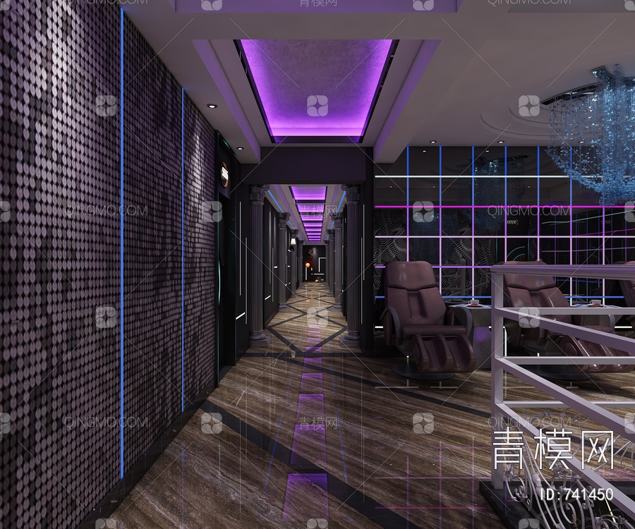 【KTV大厅加过道3D模型】-现代VR有灯光有贴图MAX2016KTV大厅加过道3d模型下载-ID741450-免费3Dmax模型库 - 青模 ...