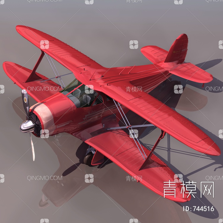 螺旋桨小型飞机3D模型下载【ID:744516】