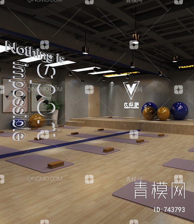 健身房 瑜伽室3D模型下载【ID:743793】