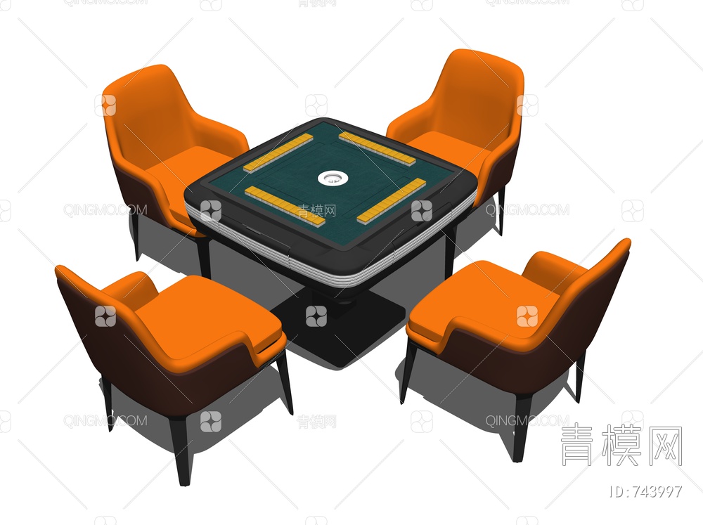 棋牌桌椅麻将桌子SU模型下载【ID:743997】