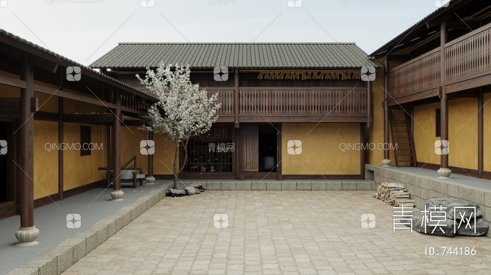 建筑 庭院3D模型下载【ID:744186】