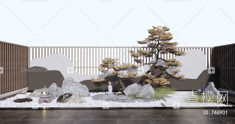 庭院景观 假山石头SU模型下载【ID:746901】