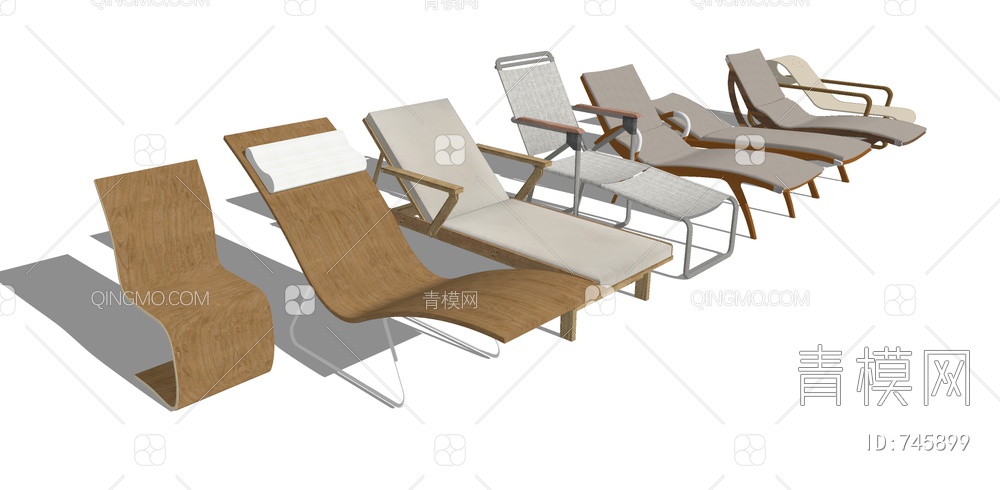 户外椅躺椅沙滩椅SU模型下载【ID:745899】
