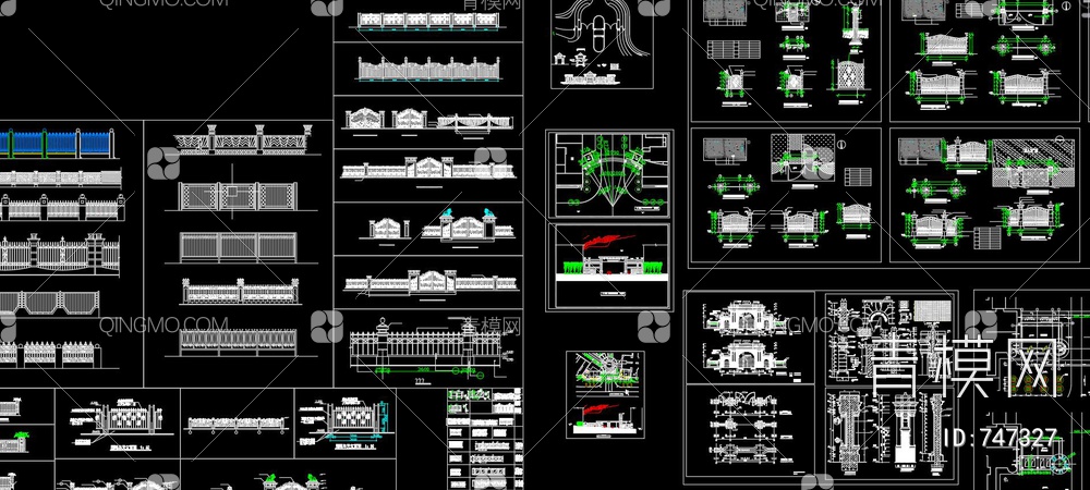 围墙围栏栏杆围墙【ID:747327】