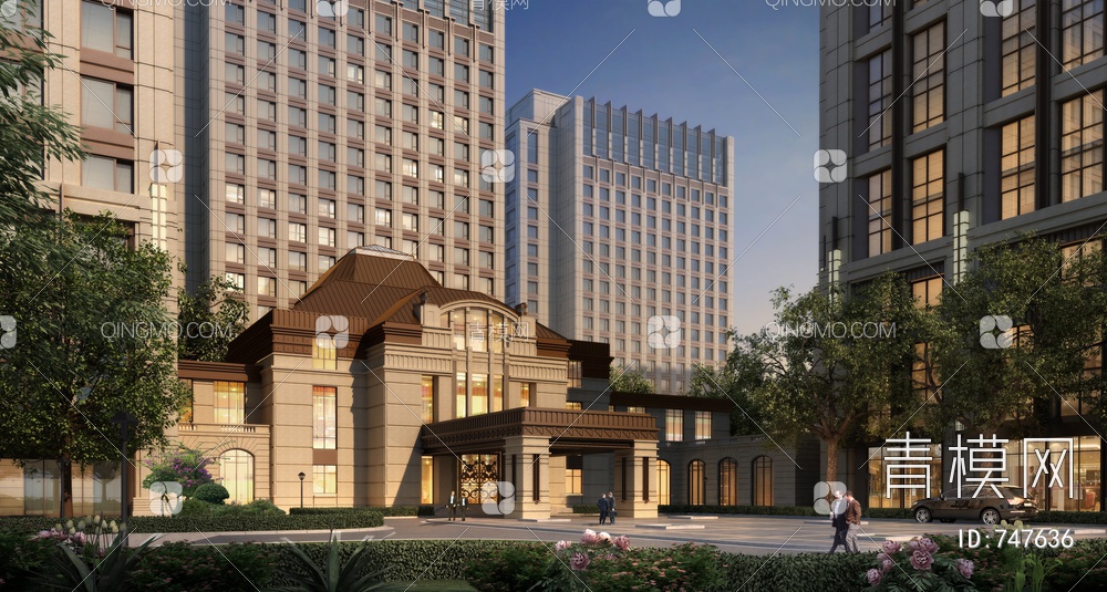 酒店建筑3D模型下载【ID:747636】