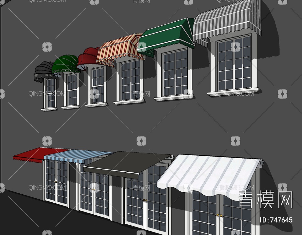 户外遮阳蓬雨棚SU模型下载【ID:747645】