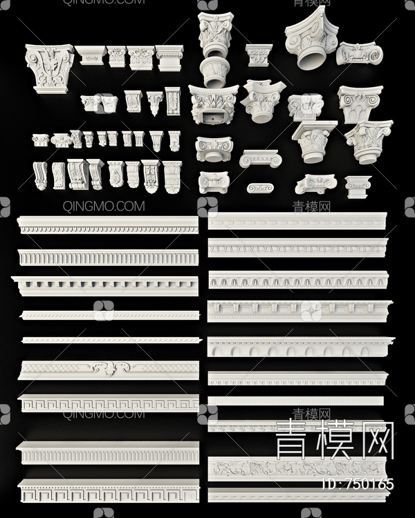 罗马柱 线条合集3D模型下载【ID:750165】