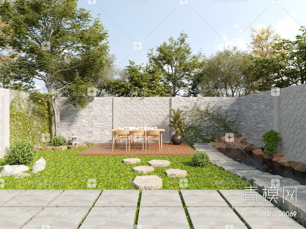 庭院景观3D模型下载【ID:750069】