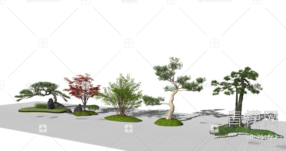 庭院景观树组合SU模型下载【ID:751263】