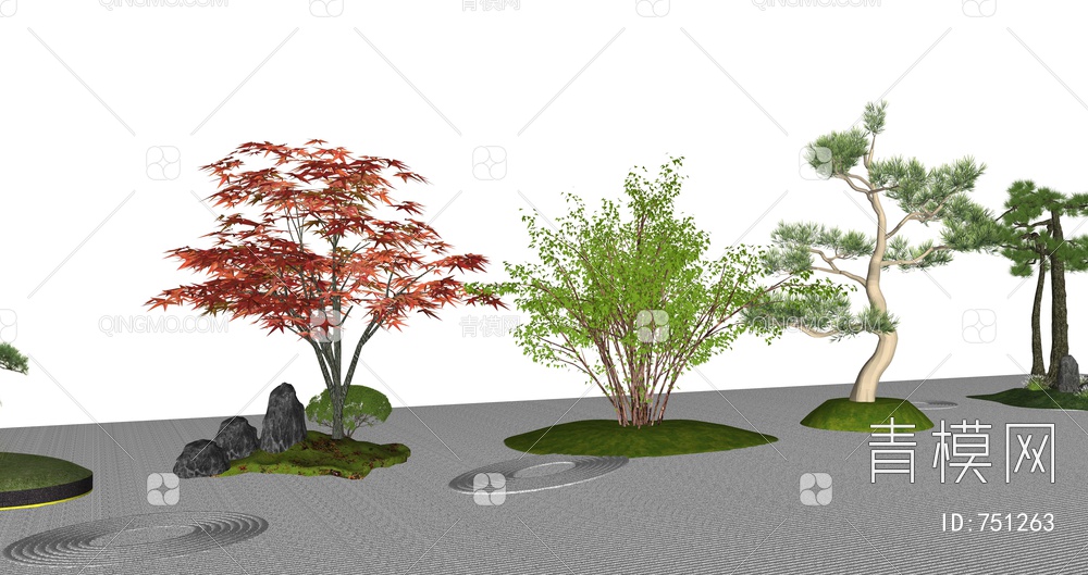 庭院景观树组合SU模型下载【ID:751263】