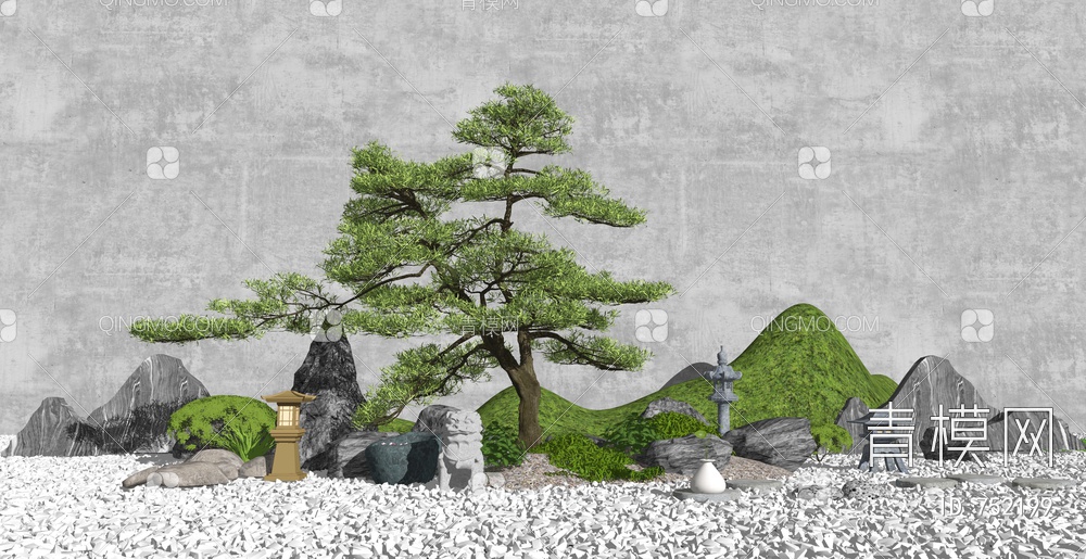 庭院景观 假山石头SU模型下载【ID:752199】