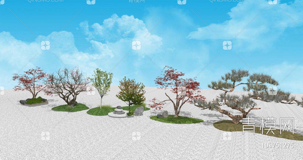 庭院景观树组合SU模型下载【ID:751275】