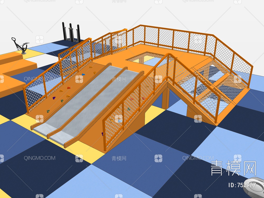 儿童攀爬架攀爬墙SU模型下载【ID:752907】