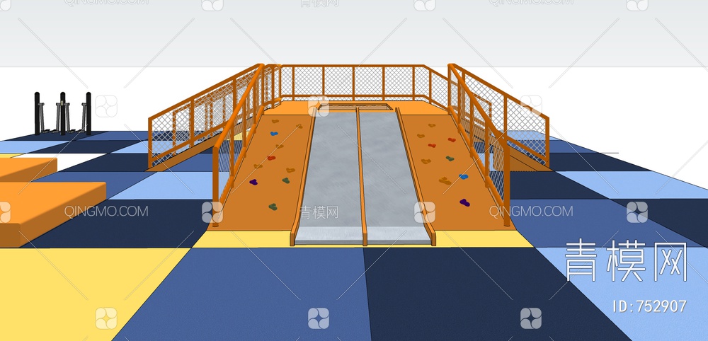 儿童攀爬架攀爬墙SU模型下载【ID:752907】