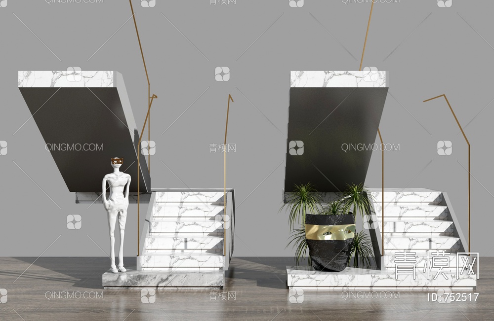 楼梯组合3D模型下载【ID:752517】