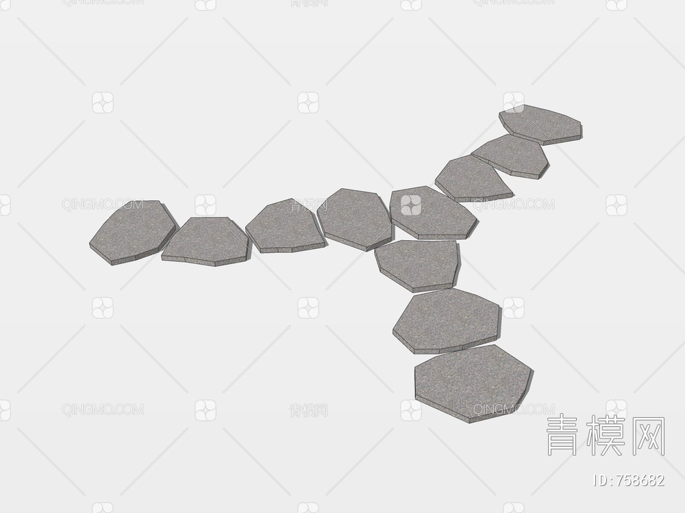 汀步 石头小路 汀步小径 步石 石板铺路SU模型下载【ID:758682】