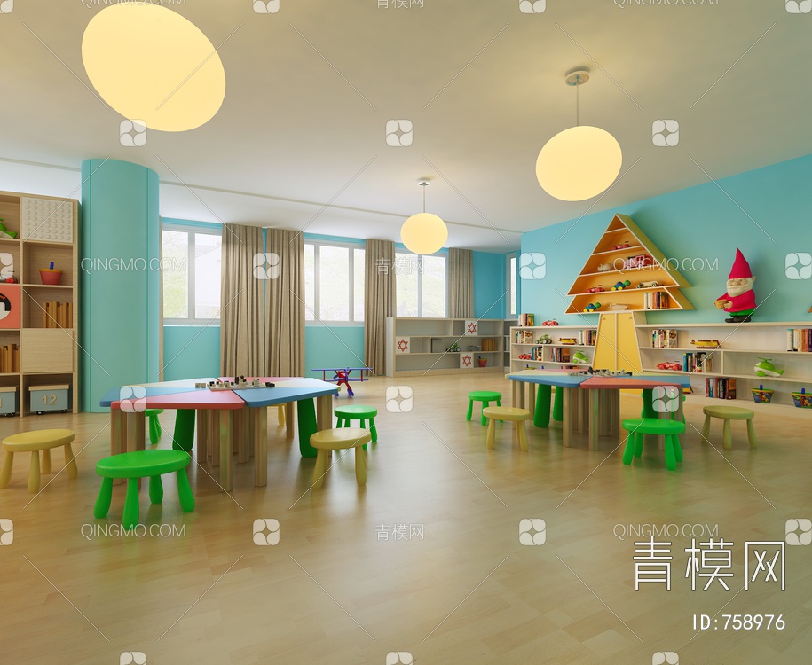 幼儿园休闲大厅3D模型下载【ID:758976】