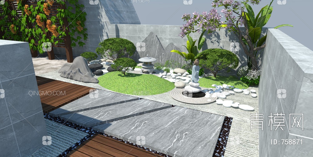 屋顶花园 露台景观SU模型下载【ID:758871】