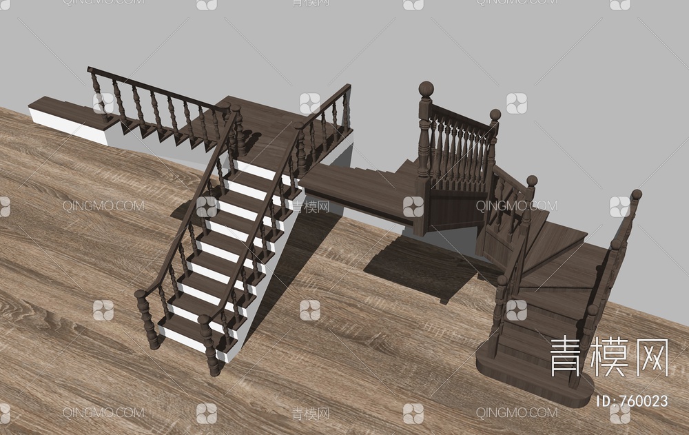 楼梯组合SU模型下载【ID:760023】