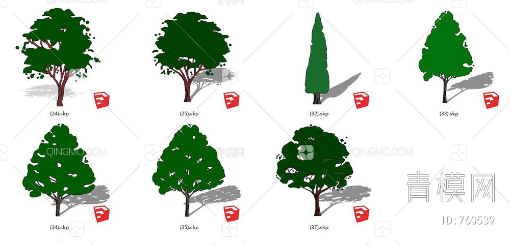 2D手绘树木 2D景观树SU模型下载【ID:760539】