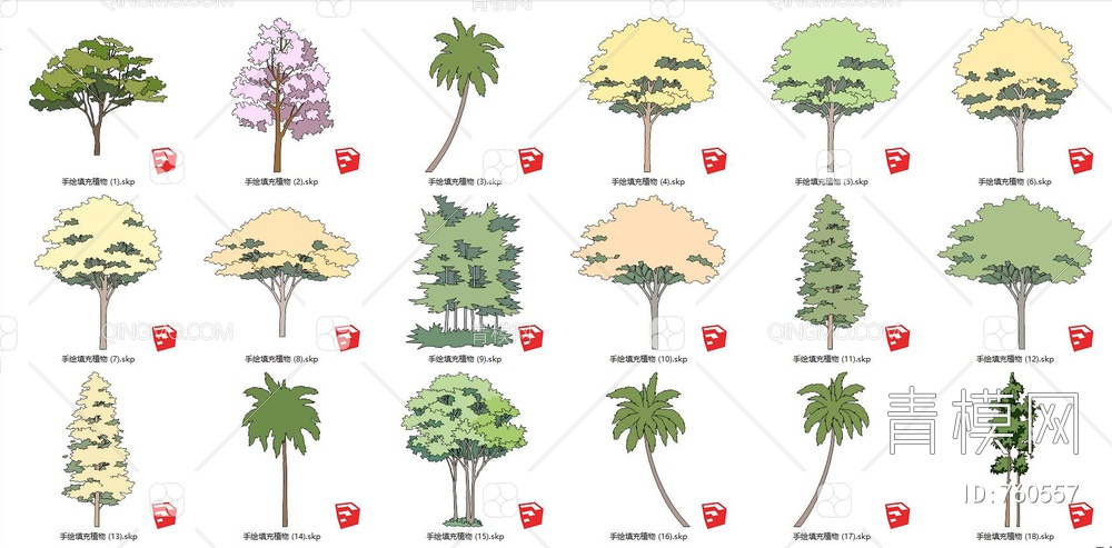 2D树 2D植物 景观树SU模型下载【ID:760557】
