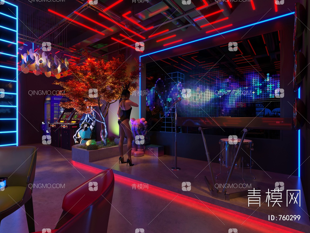 网红酒吧 餐吧 音乐会所3D模型下载【ID:760299】