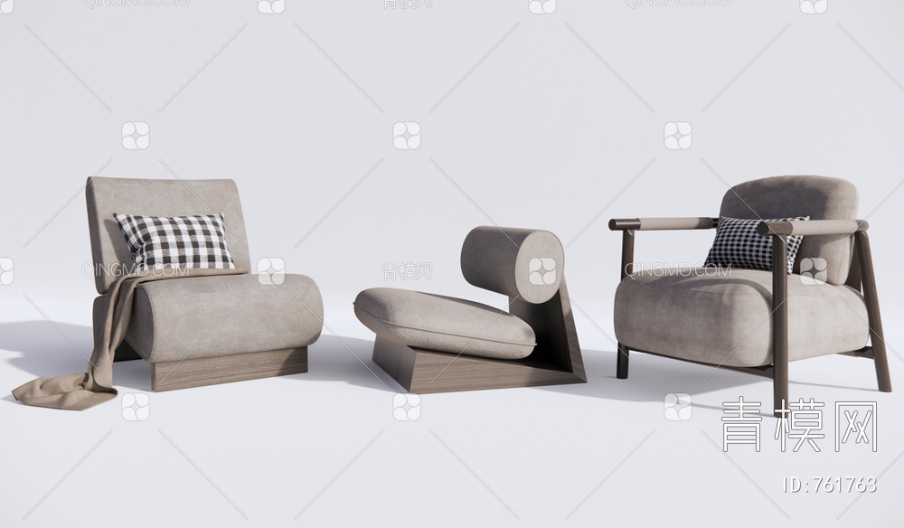 单人沙发组合 沙发椅SU模型下载【ID:761763】