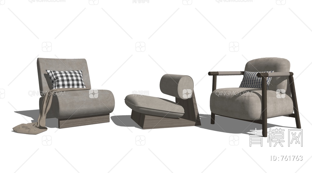 单人沙发组合 沙发椅SU模型下载【ID:761763】