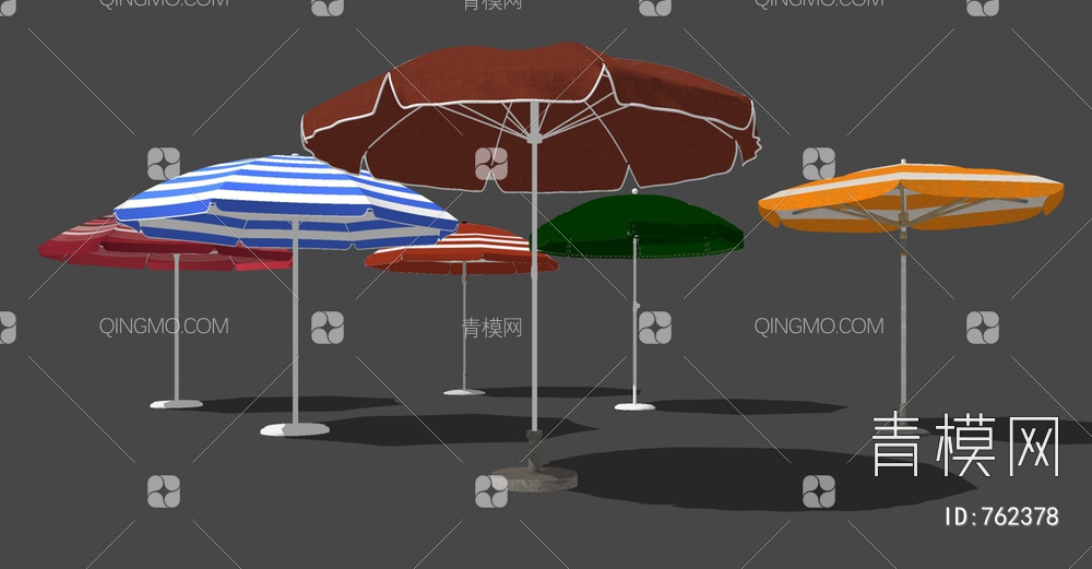 沙滩太阳伞遮阳伞SU模型下载【ID:762378】