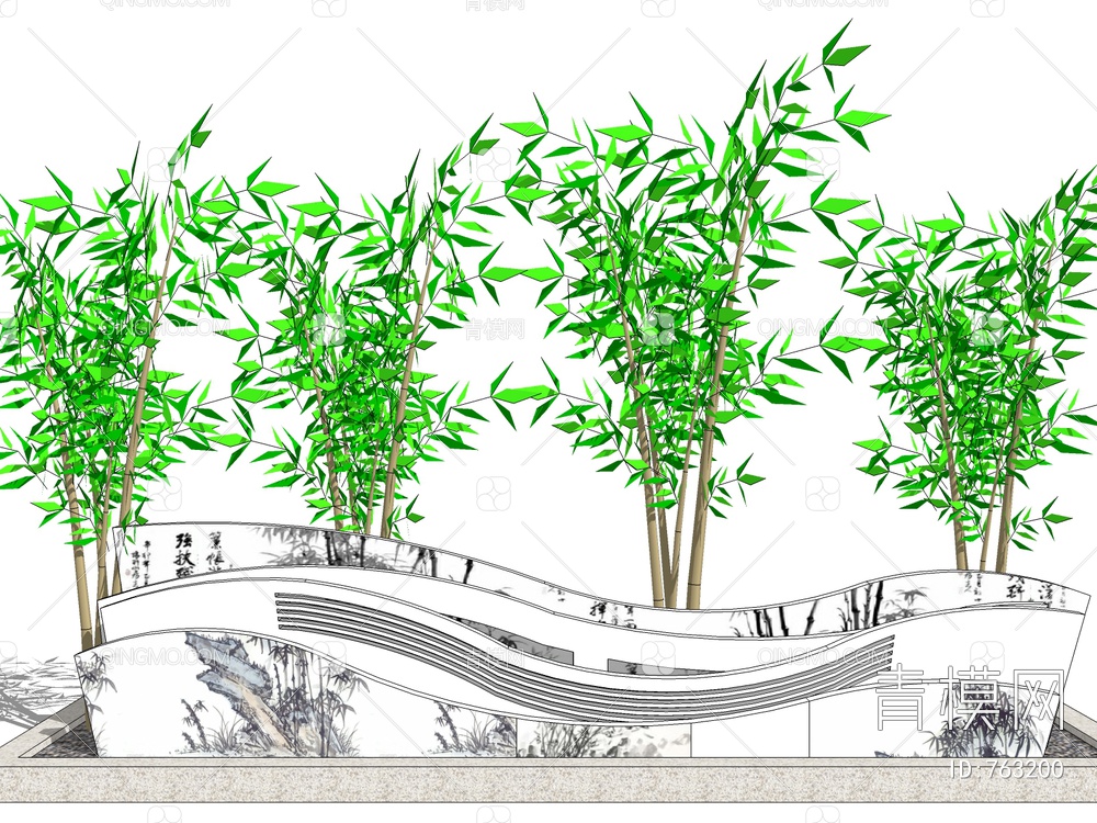 景观墙 景墙SU模型下载【ID:763200】