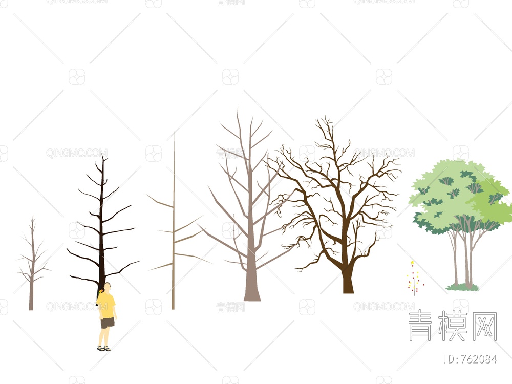 2D树 手绘树 2D植物SU模型下载【ID:762084】