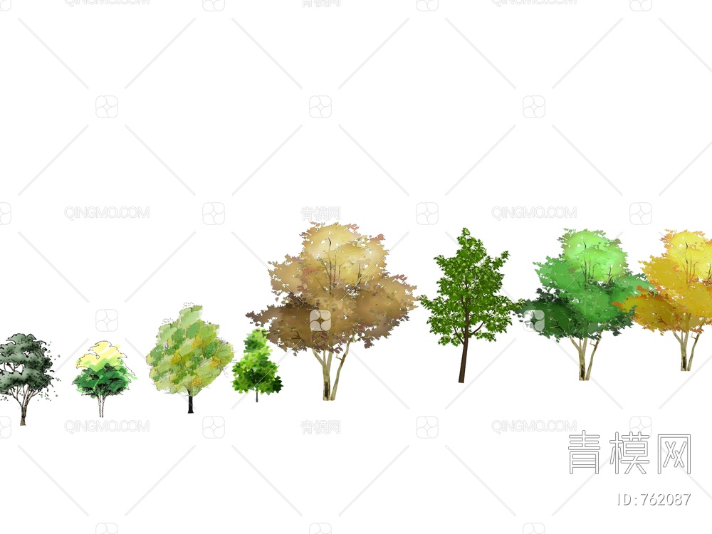 2D树 手绘树 2D植物SU模型下载【ID:762087】