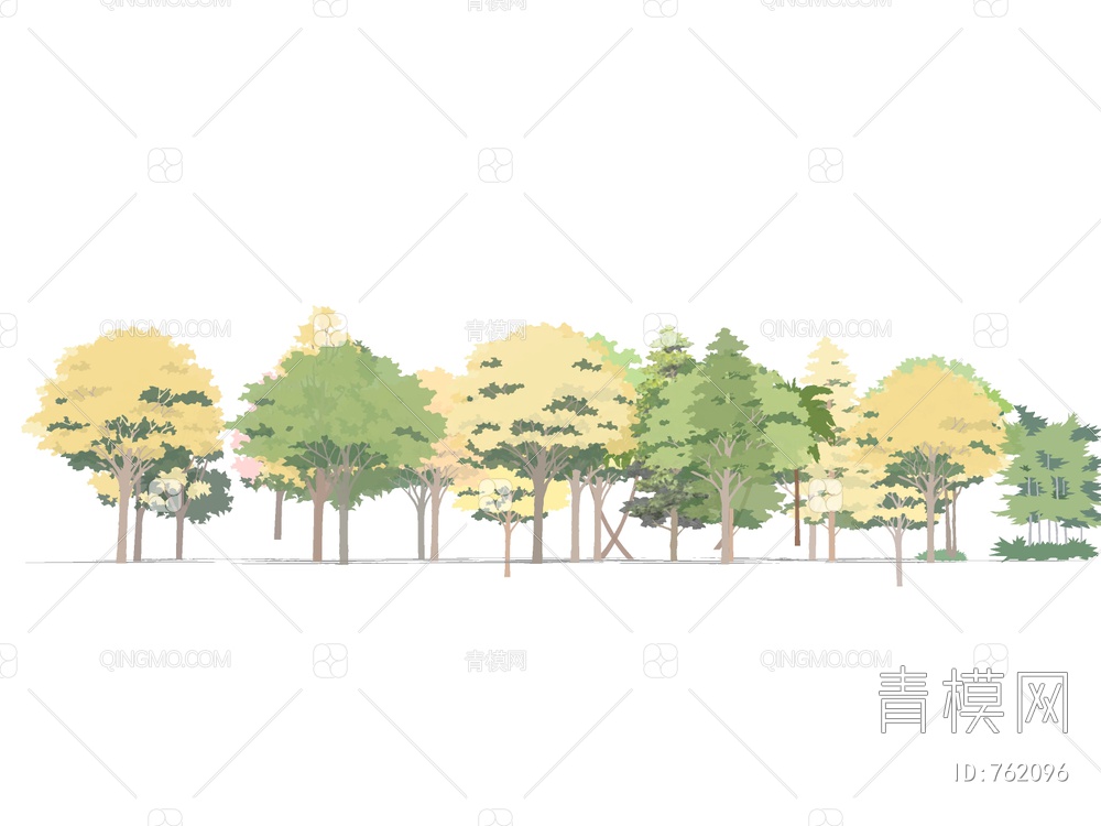 2D树 手绘树 2D植物SU模型下载【ID:762096】
