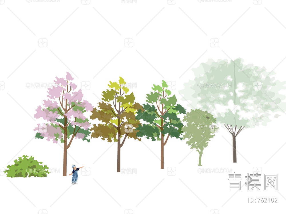 2D树 手绘树 2D植物SU模型下载【ID:762102】
