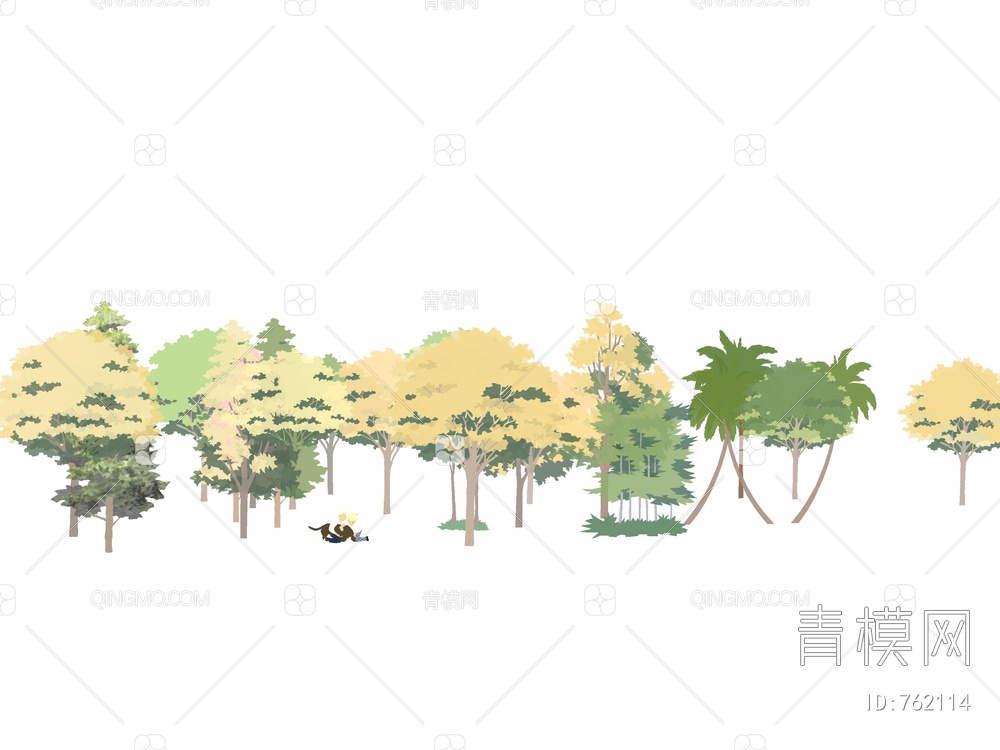 2D树 手绘树 2D植物SU模型下载【ID:762114】
