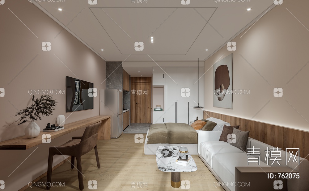 单身公寓 客厅3D模型下载【ID:762075】