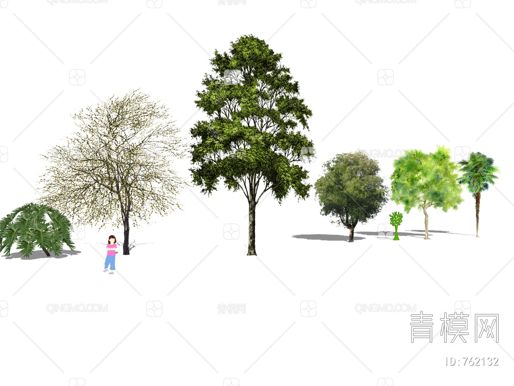 2D树 手绘树 2D植物SU模型下载【ID:762132】