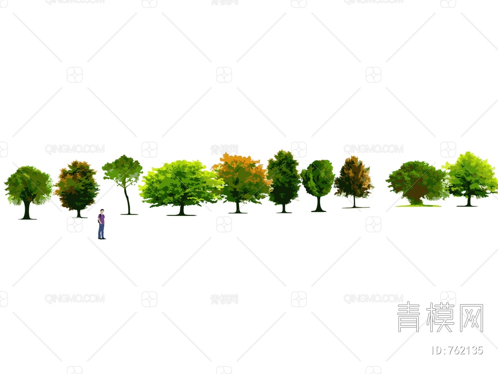 2D树 手绘树 2D植物SU模型下载【ID:762135】
