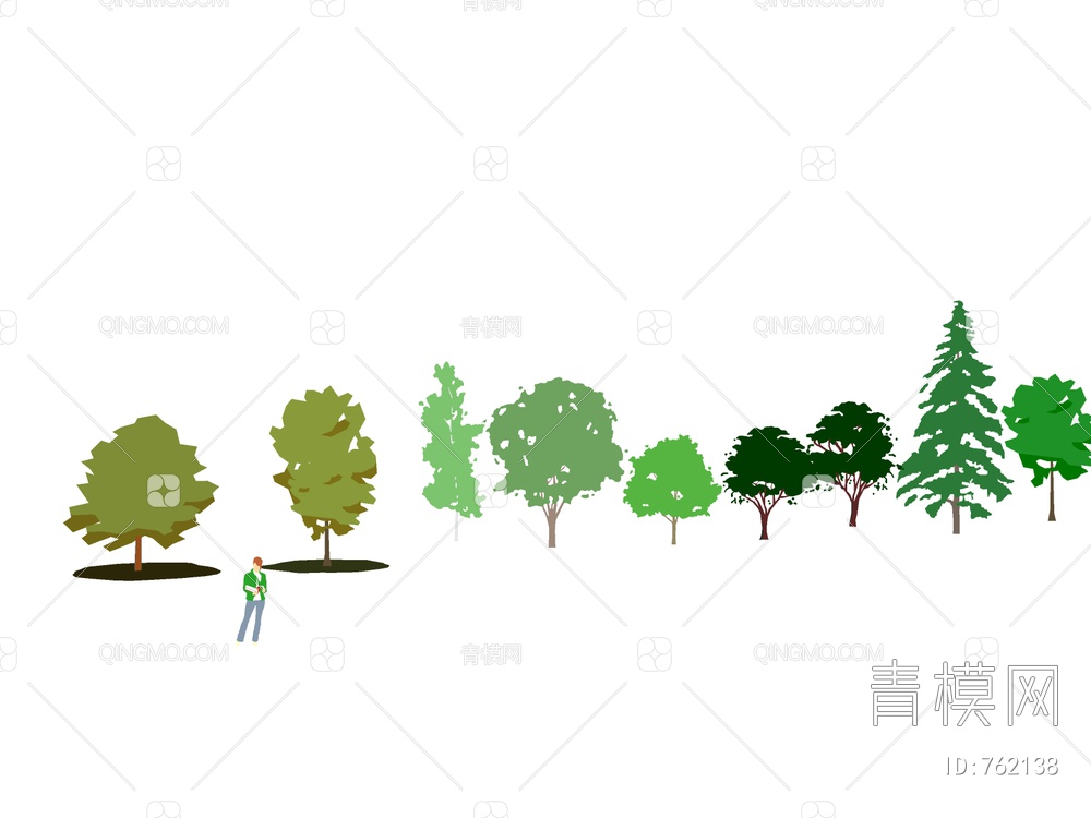 2D树 手绘树 2D植物SU模型下载【ID:762138】