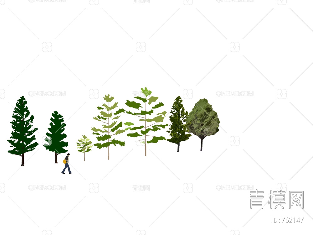 2D树 手绘树 2D植物SU模型下载【ID:762147】