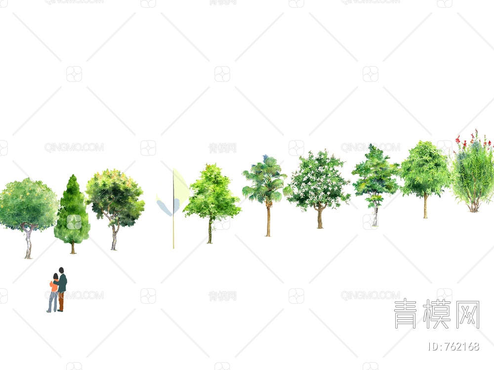 2D树 手绘树 2D植物SU模型下载【ID:762168】