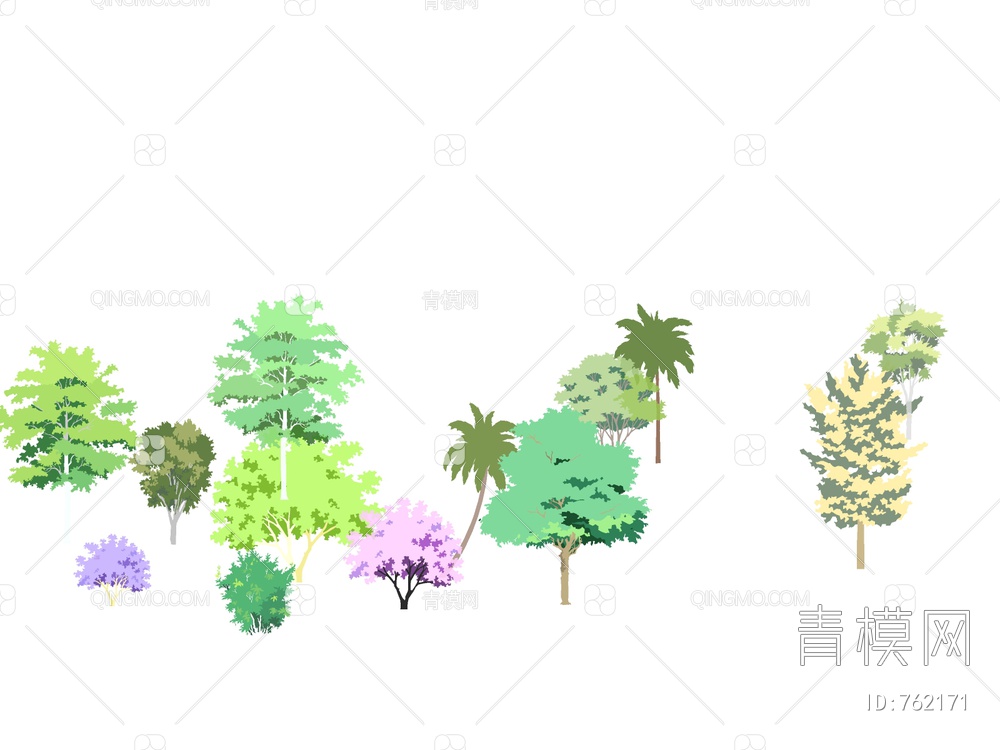 2D树 手绘树 2D植物SU模型下载【ID:762171】