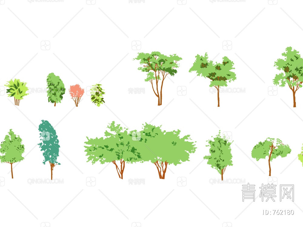2D树 手绘树 2D植物SU模型下载【ID:762180】