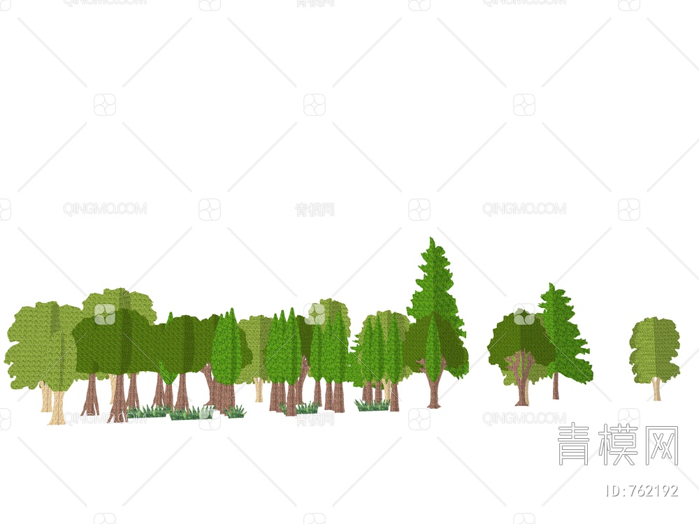 2D树 手绘树 2D植物SU模型下载【ID:762192】