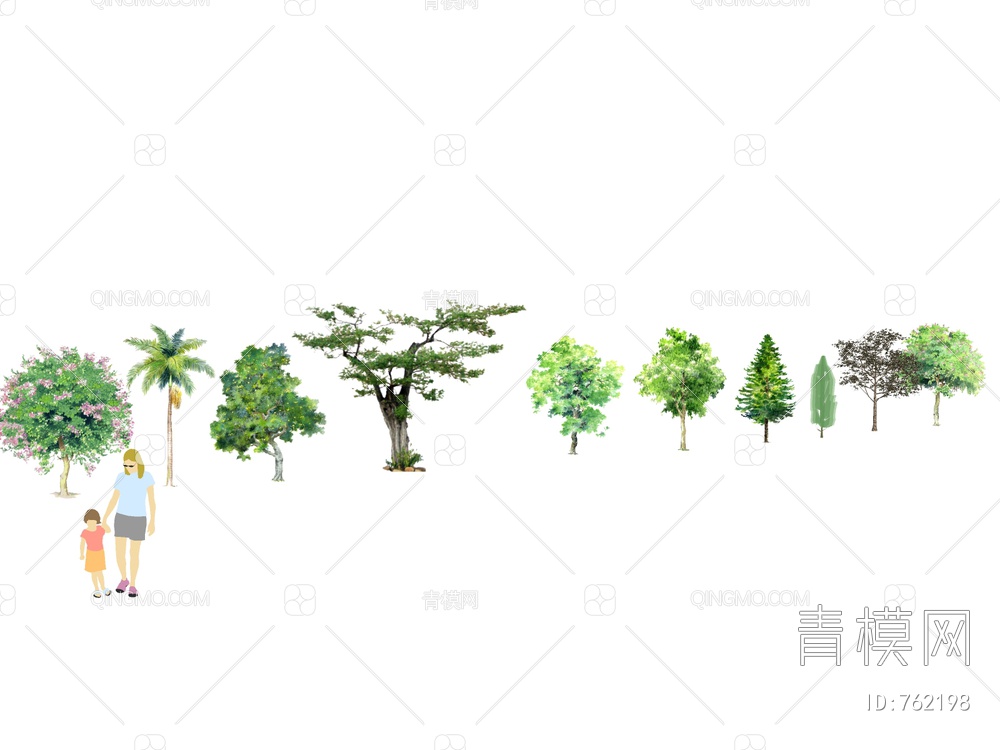 2D树 手绘树 2D植物SU模型下载【ID:762198】