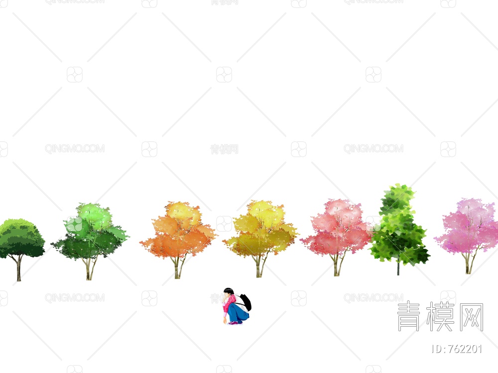 2D树 手绘树 2D植物SU模型下载【ID:762201】