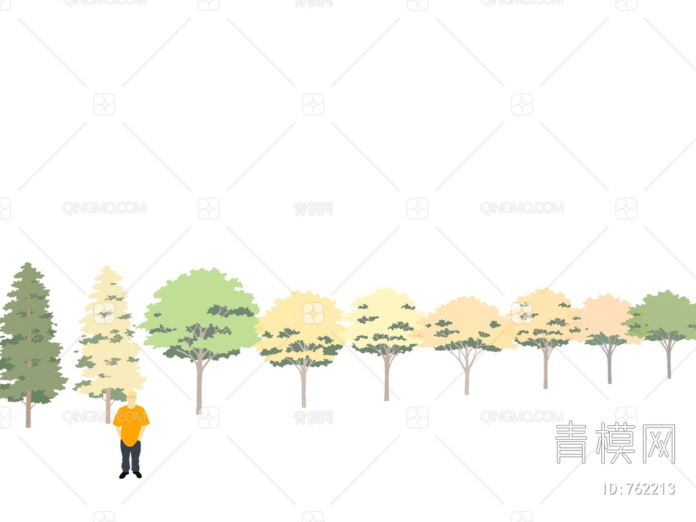 2D树 手绘树 2D植物SU模型下载【ID:762213】
