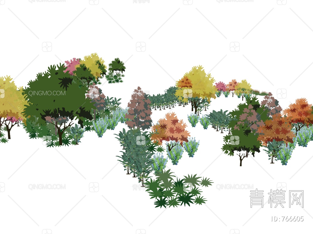 2D植物 景观树 灌木 植物组团 植物堆SU模型下载【ID:766605】