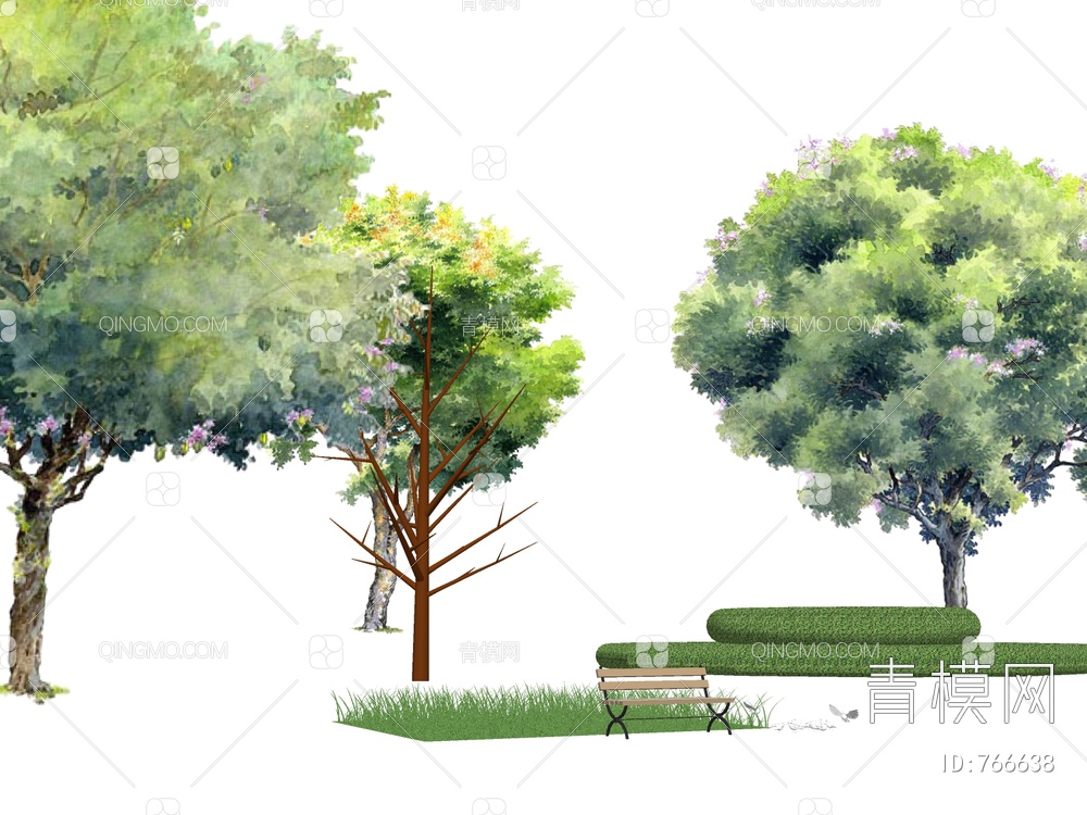 2D景观树  树SU模型下载【ID:766638】